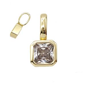 Copper Pendant Pave Crystal Glass Gold Plated, approx 7.5-15mm
