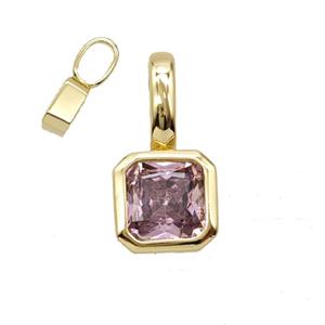 Copper Pendant Pave Crystal Glass Gold Plated, approx 7.5-15mm