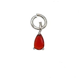 Red Crystal Glass Teardrop Pendant, approx 3-5mm