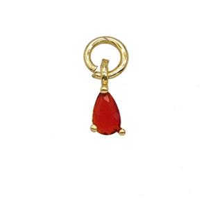 Red Crystal Glass Teardrop Pendant, approx 3-5mm