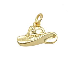 Cowboy Hat Charms Copper Pendant Gold Plated, approx 8-16mm