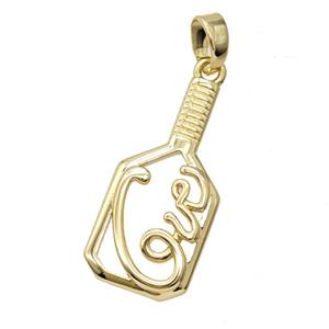 Pickleball Paddle Charms Copper Pendant Sports Gold Plated, approx 11-22mm