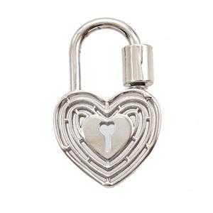 Copper Heart Lock Pendant Platinum Plated, approx 19-30mm