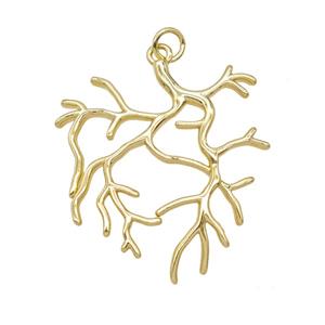 Copper Tree Branch Pendant Gold Plated, approx 30mm