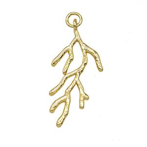 Copper Tree Branch Pendant Gold Plated, approx 15-30mm