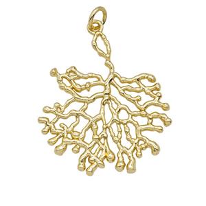 Copper Tree Branch Pendant Gold Plated, approx 26-30mm