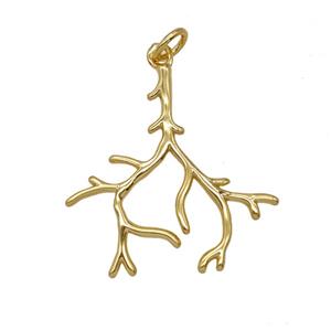 Copper Tree Branch Pendant Gold Plated, approx 25mm