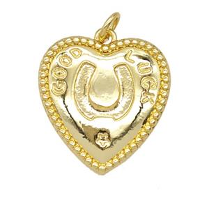 Copper Heart Pendant GoodLuck Gold Plated, approx 19mm