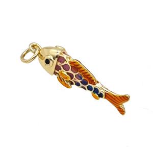 Copper Fish Pendant Enamel Gold Plated, approx 7-25mm