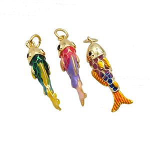 Copper Fish Pendant Enamel Gold Plated Mixed, approx 7-25mm