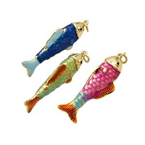 Copper Fish Pendant Enamel Gold Plated Mixed, approx 12-35mm