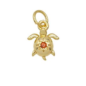 Copper Tortoise Pendant Pave Zirconia 18K Gold Plated, approx 8-9mm