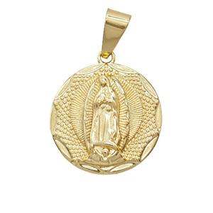 Copper Jesus Pendant 18K Gold Plated, approx 23mm