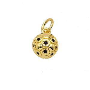 Copper Football Pendant Pave Zirconia Sports 18K Gold Plated, approx 7.5mm