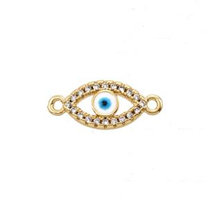 Copper Eye Connector Pave Zirconia 18K Gold Plated, approx 7-12mm