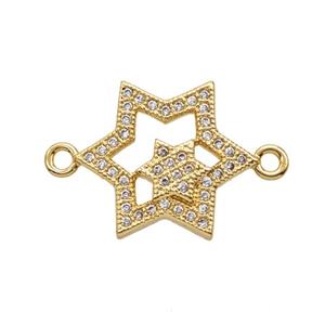 Copper Connector Pave Zirconia 18K Gold Plated, approx 17mm