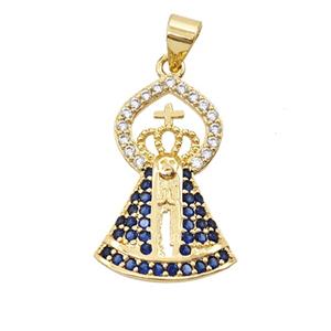 Copper Pope Pendant Pave Zirconia Crown 18K Gold Plated, approx 15-23mm