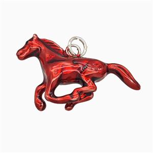 Copper Horse Pendant White Red Platinum Plated, approx 18-28mm