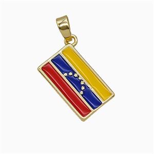 Copper Venezuela Flag Pendant Enamel Gold Plated, approx 10-16mm