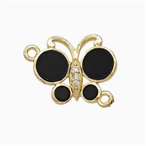 Copper Pendant Pave Zircon, Butterfly, Gold Plated,