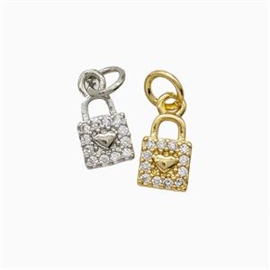 Copper Locket Pendant Pave Zirconia Mixed, approx 6-9mm