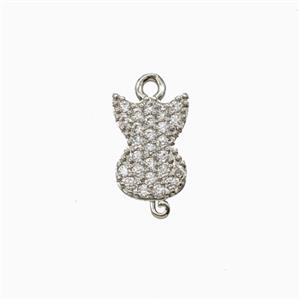 Copper Cat Pendant Pave Zirconia Platinum Plated, approx 8-10mm