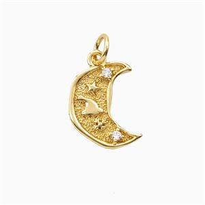 Copper Moon Pendant Pave Zirconia Gold Plated, approx 11-14mm