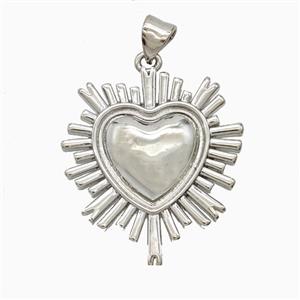 Copper Heart Pendant Platinum Plated, approx 24-27mm