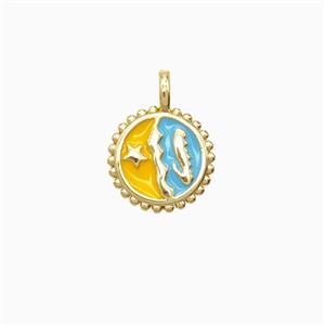 Copper Star and Oceanfish Pendant Enamel Gold Plated, approx 9.5mm