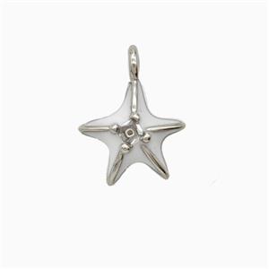Copper Starfish Pendant White Enamel Platinum Plated, approx 10mm