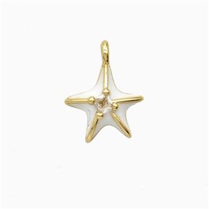 Copper Starfish Pendant White Enamel Gold Plated, approx 10mm