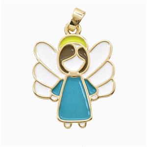 Copper Fairy Pendant Multicolor Enamel Gold Plated, approx 20-23mm