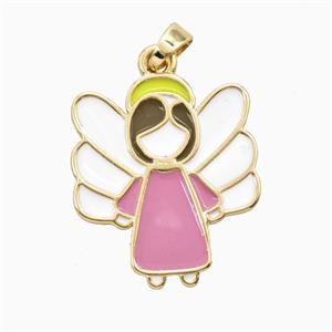 Copper Fairy Pendant Multicolor Enamel Gold Plated, approx 20-23mm