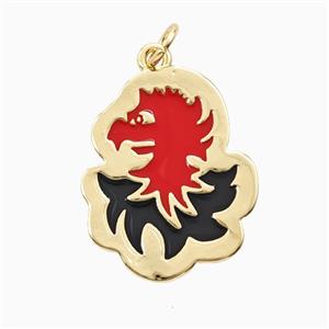 Copper Dragon Pendant Enamel Gold Plated, approx 18-22mm