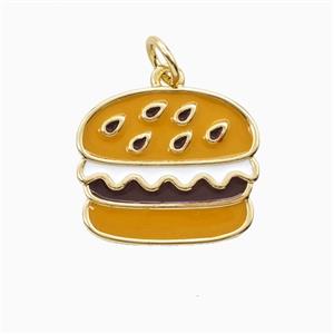 Copper Hamburger Pendant Enamel Gold Plated, approx 15-17mm