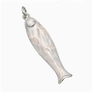 Copper Fish Pendant White Enamel Platinum Plated, approx 9-31mm