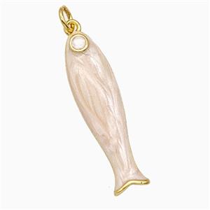 Copper Fish Pendant White Enamel Gold Plated, approx 9-31mm