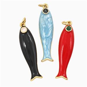 Copper Fish Pendant Enamel Gold Plated Mixed, approx 9-31mm