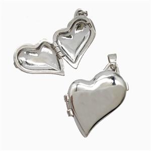Copper Heart Locket Pendant Platinum Plated, approx 19-20mm