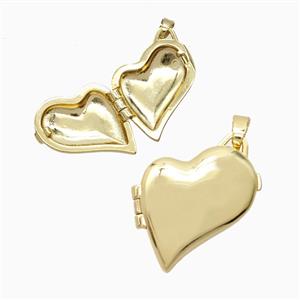 Copper Heart Locket Pendant Gold Plated, approx 19-20mm