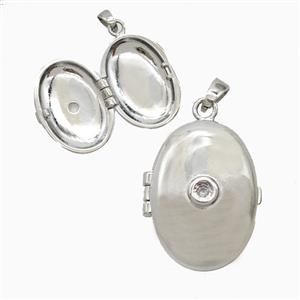 Copper Oval Locket Pendant Platinum Plated, approx 16-24mm