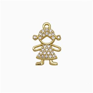 Copper Kids Girls Pendant Pave Zirconia Gold Plated, approx 10-12mm