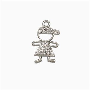 Copper Kids Boy Pendant Pave Zirconia Platinum Plated, approx 10-12mm