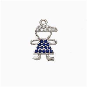 Copper Kids Boy Pendant Pave Zirconia Platinum Plated, approx 10-12mm