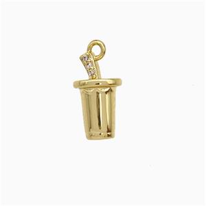 Ice Cream Bottle Drink Cup Charms Copper Pendant Pave Zirconia Gold Plated, approx 4-12mm