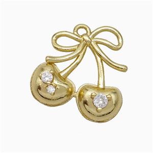 Copper Cherry Pendant Pave Zirconia Gold Plated, approx 18mm