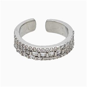 Copper Ring Pave Zircon Platinum Plated, approx 5.5mm, 18mm dia