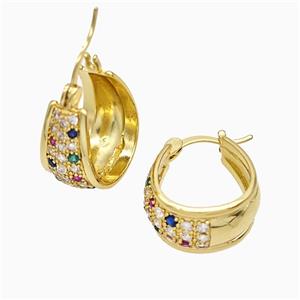 Copper Leaveback Earrings Pave Zirconia Gold Plated, approx 11.5mm, 18-22mm