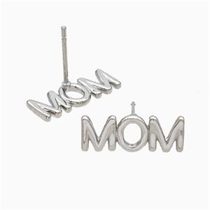 Copper MOM Stud Earrings Platinum Plated, approx 6-16.5mm
