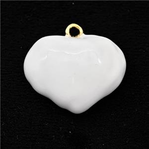Copper Heart Pendant White Enamel Gold Plated, approx 21mm